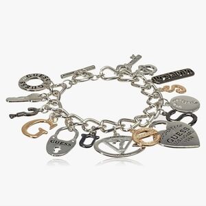 Guess Logos Silver and Gold Charm Bracelet NWT